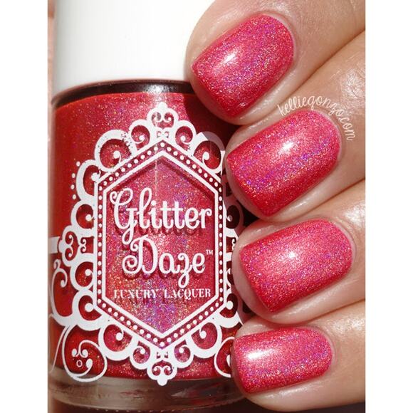 Glitter Daze "Red Hot Rays" NEW Pink Glitter Shimmer Holo Metallic Lacquer - Picture 1 of 7
